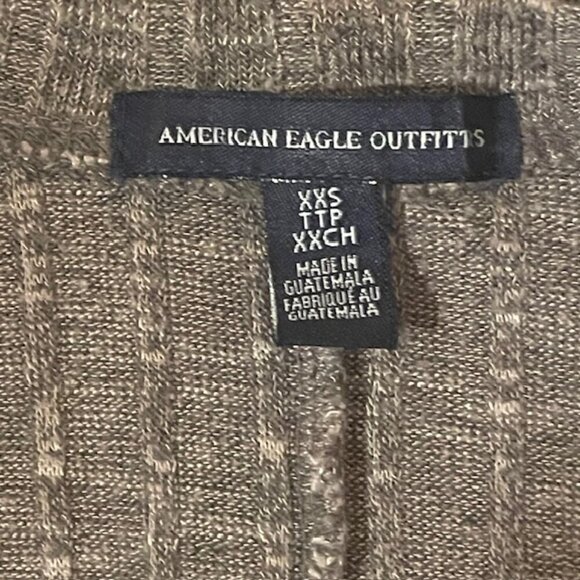 AMERICAN EAGLE Brown Ribbed Open-Front Cardigan Sweater - Size XXS - Picture 3 of 5